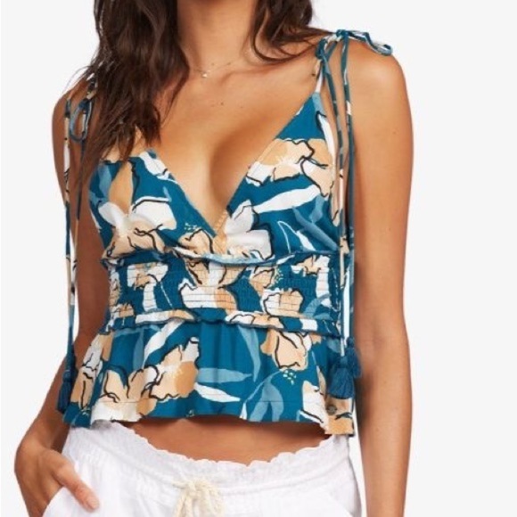 ROXY Floral Simple Blossom Tank Top Size S M L - Picture 3 of 9